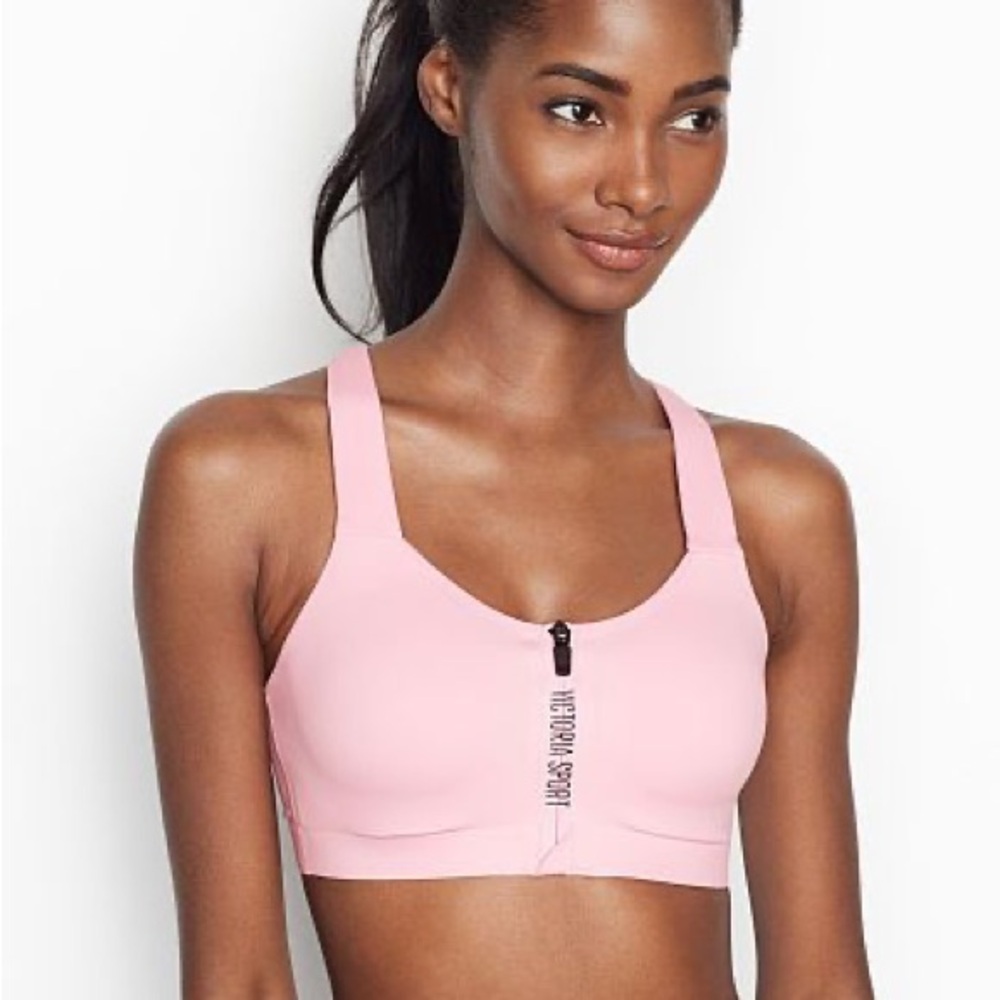 Victoria's Secret Light Pink/Peach Zip-Front Sports Bra
